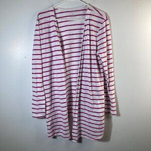 Womens Chicos The‎ Ultimate Tee Striped Open Front Cardigan Pink White L